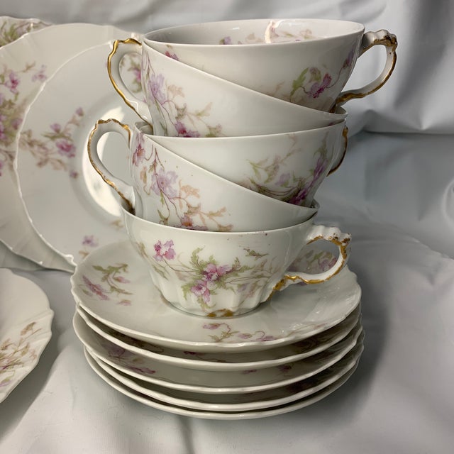 Early 20th Century Vintage French Theodore Haviland Luncheon Tea Set Setting for 6 - 18 Pieces For Sale - Image 5 of 8