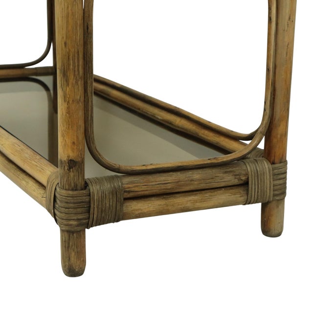 Vintage Boho Shelf Bookcase Bamboo and Smoked Glass, 1960s For Sale - Image 13 of 18