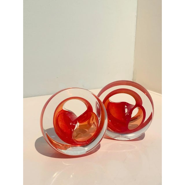 English Teign Valley Red Art Glass Sculptures or Bookends - A Pair For Sale In Los Angeles - Image 6 of 12