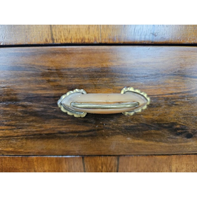 Art Deco Walnut Bedside Tables with Doors and Drawers, 1940s, Set of 2 For Sale - Image 9 of 18