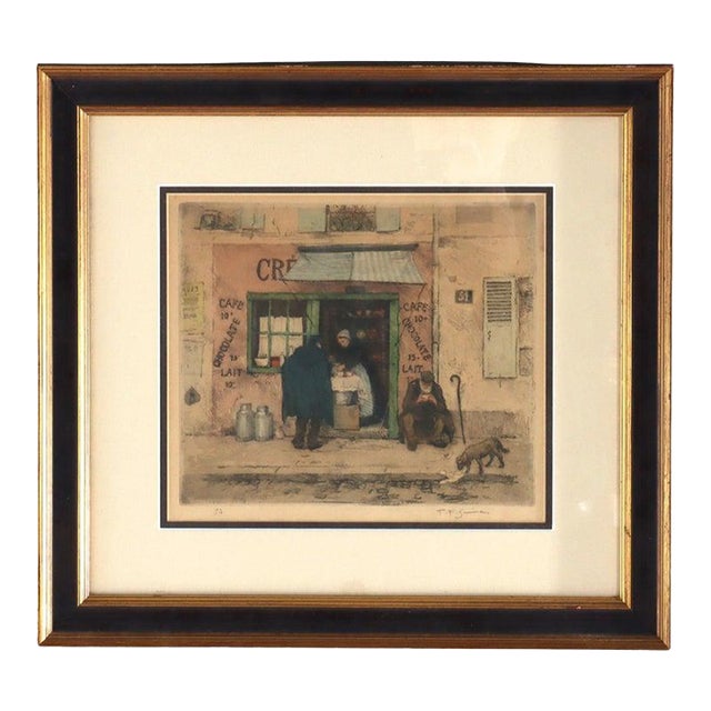 Color Etching by T. F. Simon “From the Latin Quarter” Signed & Numbered C1930 For Sale