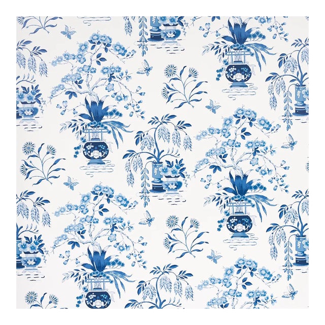 Schumacher Ming Vase Wallpaper in Porcelain - 10 Yards For Sale