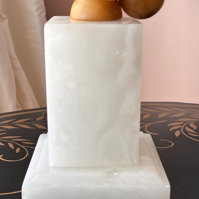 1960s Beautiful midcentury vintage alabaster lamp with alabaster grapes // two-bulb lamp with pull chains // carved Italian alabaster // large For Sale In Kansas City - Image 6 of 15