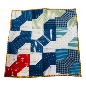 Handmade Americana Bow Tie Quilt Mat - Vintage Men's Shirting Fabrics