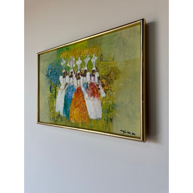 African 1980's Vintage African Women’s Traditional Still Life Oil Painting on Canvas – Framed For Sale - Image 3 of 14