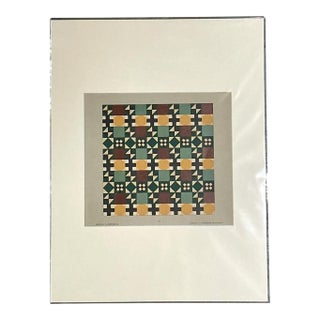Vintage Geometric Tile Pattern Serigraph For Sale
