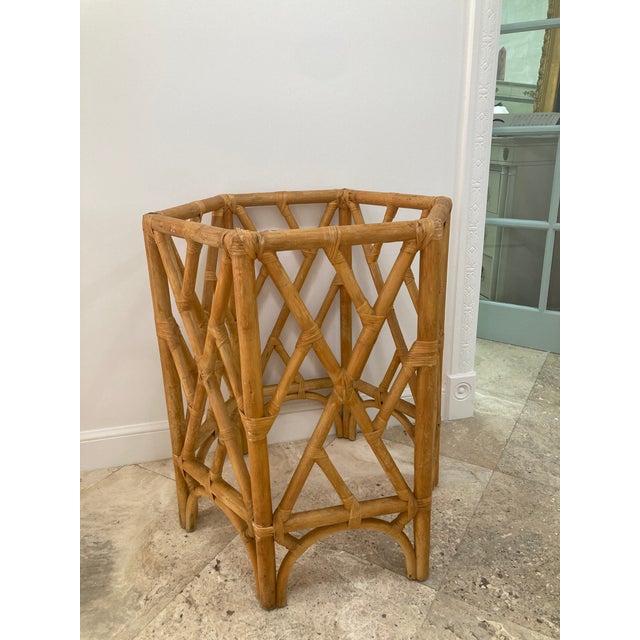 Natural Rattan Chippendale Pedestal Dining Table Base For Sale - Image 9 of 12