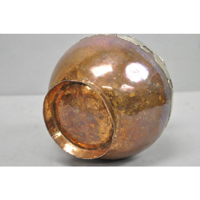 Vintage Artesanias Taxco Mexico Primitive Water Pitcher Silver Mounted Copper For Sale - Image 9 of 16