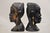 Wood Vintage African Carved Ebony Wood Male and Female Bust Statue Sculptures- Set of 2 For Sale - Image 7 of 10