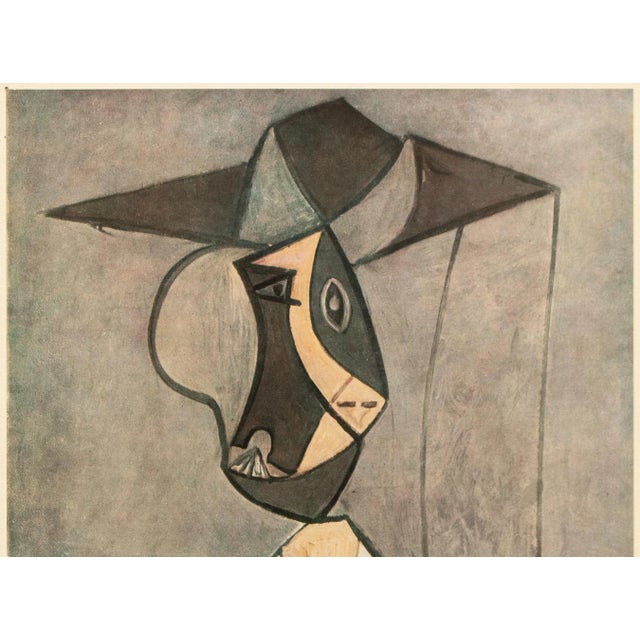 Modern 1946 After Pablo Picasso "Woman in a Hat", Second Edition Period Parisian Offset Lithograph For Sale - Image 3 of 10