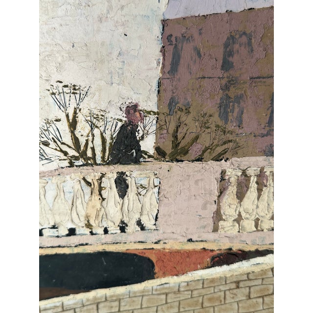 Mid-Century Modern Norbert Smith Impasto Architectural Landscape Cityscape Painting. For Sale In West Palm - Image 6 of 12