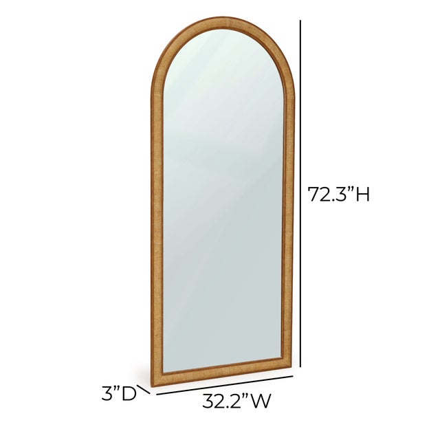 Natural Raffia Arched Floor Mirror For Sale - Image 4 of 4