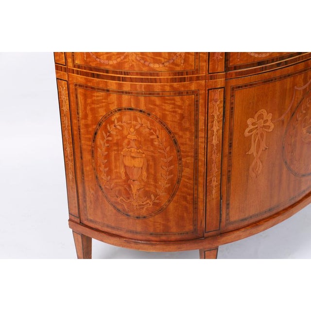 Antique English Sheraton Revival Satinwood and Marquetry Cabinet, 1900 For Sale - Image 6 of 18