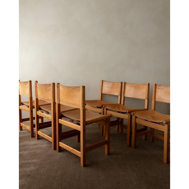 Vintage Kotka Safari Dining Chairs in Pine and Saddle Leather attributed to Tomas Jelinek for Ikea, 1980s, Set of 6 For Sale - Image 6 of 18