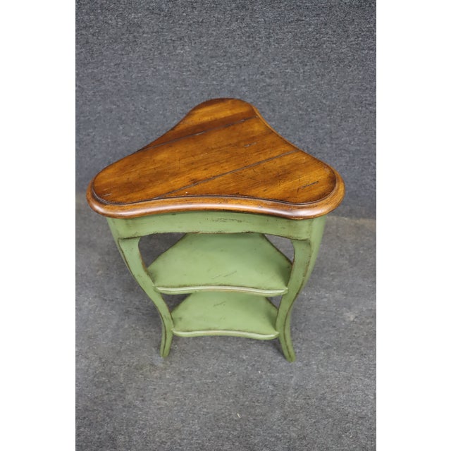 Baker Painted Corner Side Table With Cherry Top For Sale - Image 10 of 12
