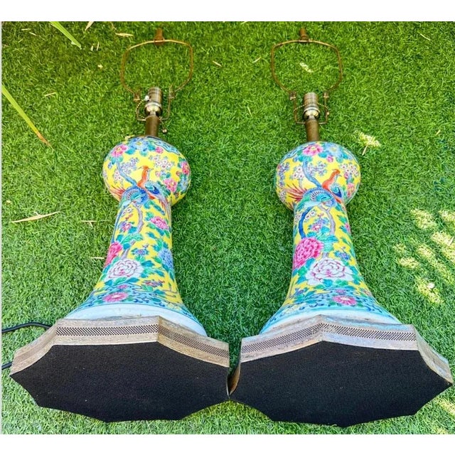 Monumental Pair of Early 19th-Century Chinese Famille Rose Porcelain Vase Lamps For Sale - Image 12 of 12