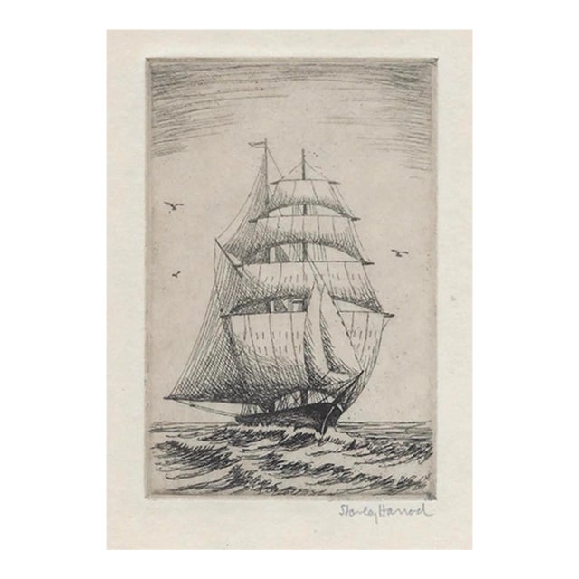 1926 Stanley Harrod Nautical Etching For Sale