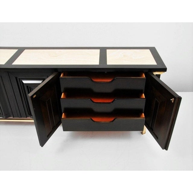 1960s Breathtaking Black Lacquered and Brass Credenza or Sideboard by Mastercraft For Sale - Image 5 of 7