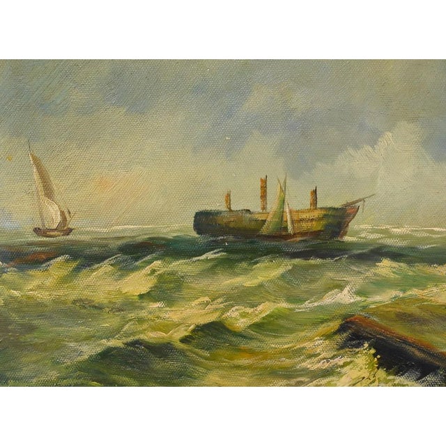 Albert Hess, Sailboats on a Rough Sea, 1950s, Canvas For Sale - Image 12 of 18