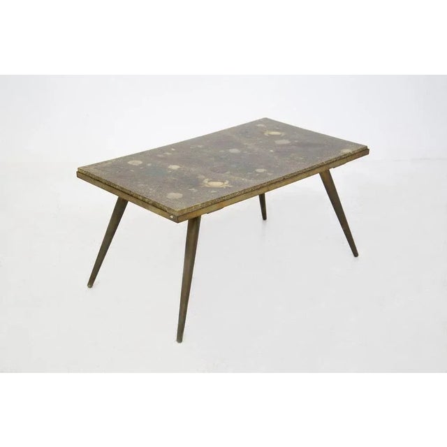 Metal Vintage Brass & Resin Coffee Table With Marine Fossils For Sale - Image 7 of 7