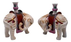 Pair of Winterthur Porcelain Elephant Candle Holders