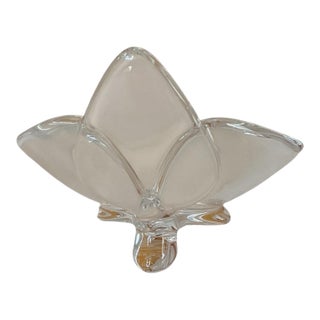 Authentic Baccarat France Crystal Orchid Flower Figurine / Paperweight With Original Box Signed and Stamped For Sale