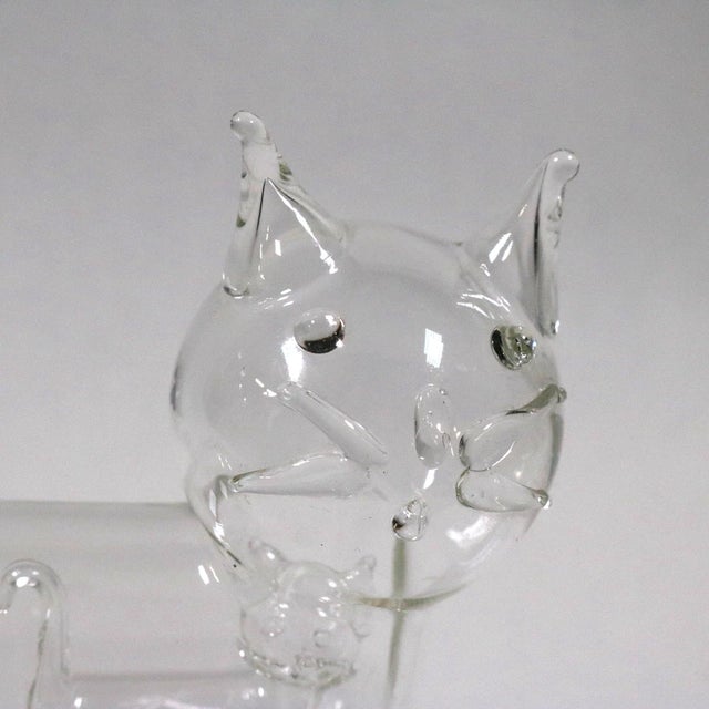 Vintage Glass Blown Cat With 2 Kittens Inside Figurine Art Glass For Sale - Image 4 of 13