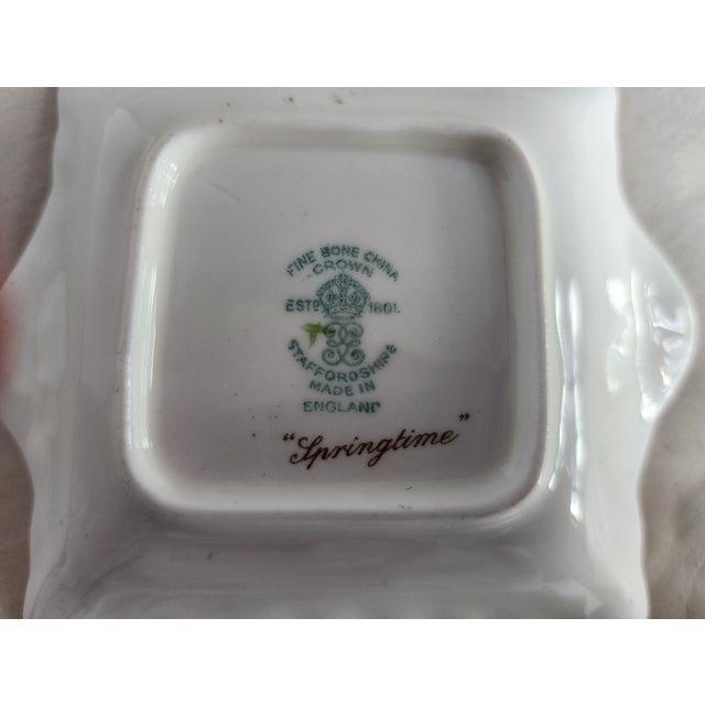 Murano Set of 7 Antique English Staffordshire Bone China Dish & 6 Murano Candies For Sale - Image 4 of 5