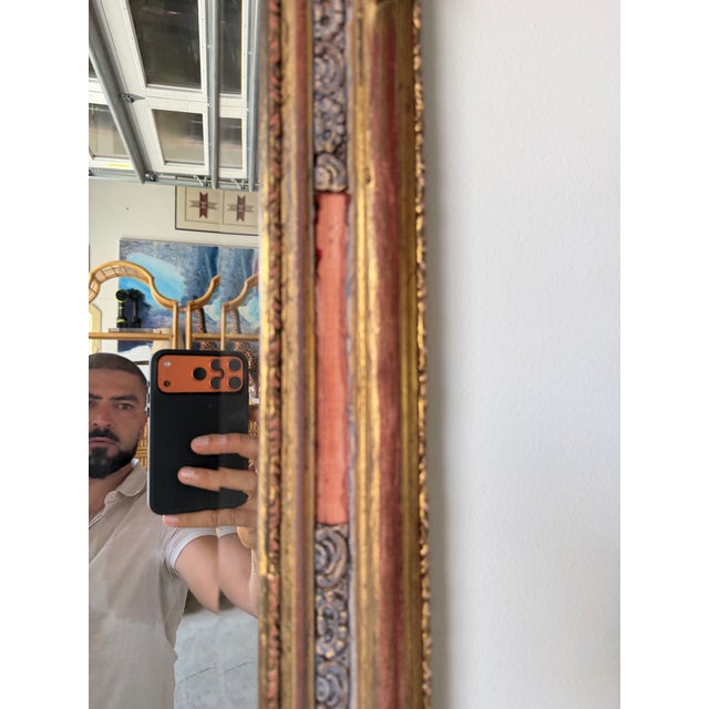 Gold Antique 19th Century French Rococo Distressed Giltwood Wall Mirror For Sale - Image 8 of 12