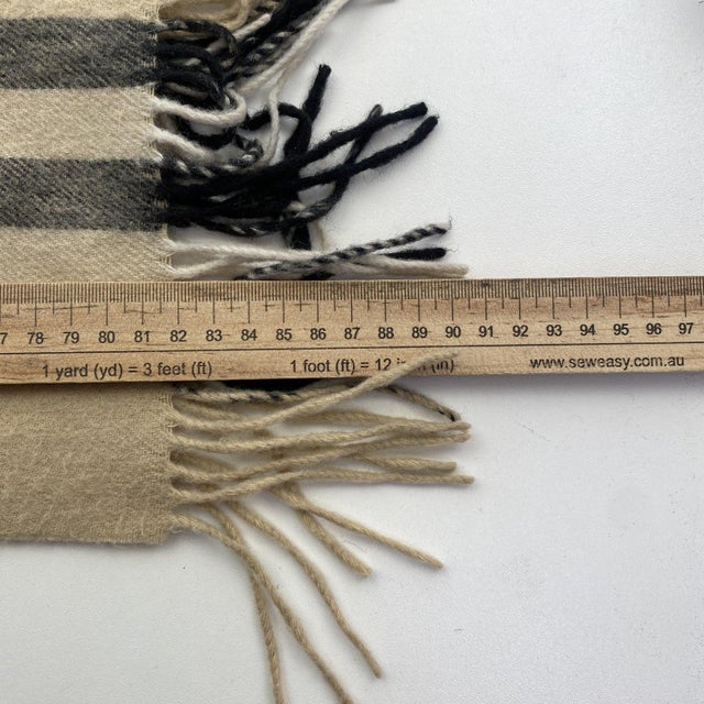 Camel Burberry Light Beige Plaid 100% Cashmere Scarf For Sale - Image 8 of 9