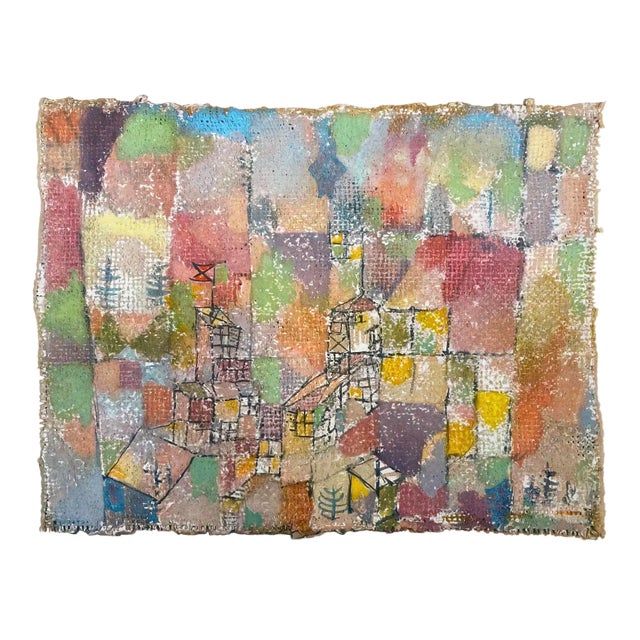 Paul Klee Vintage 1969 Modernist Lithograph Print " Two Country Houses " 1918 For Sale