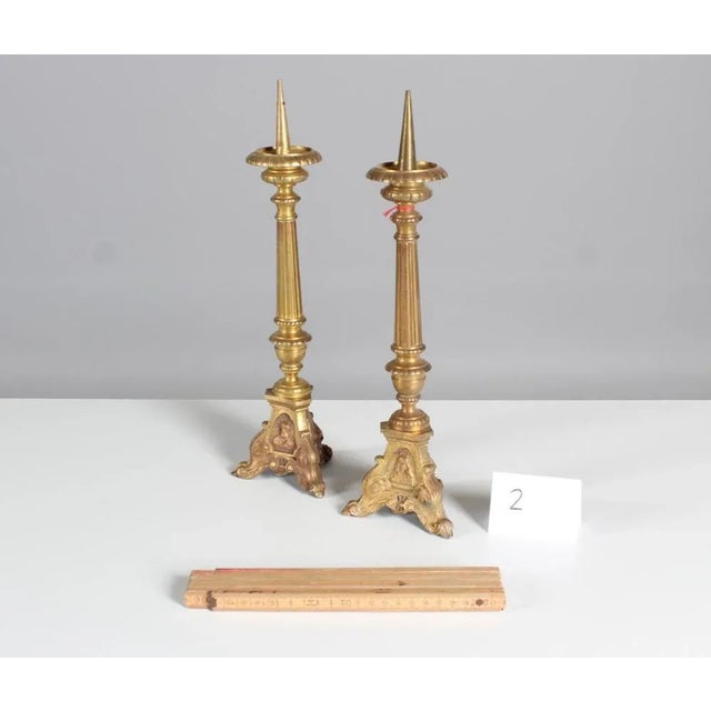 Gold Antique Candlesticks, 1890s, Set of 2 For Sale - Image 8 of 9
