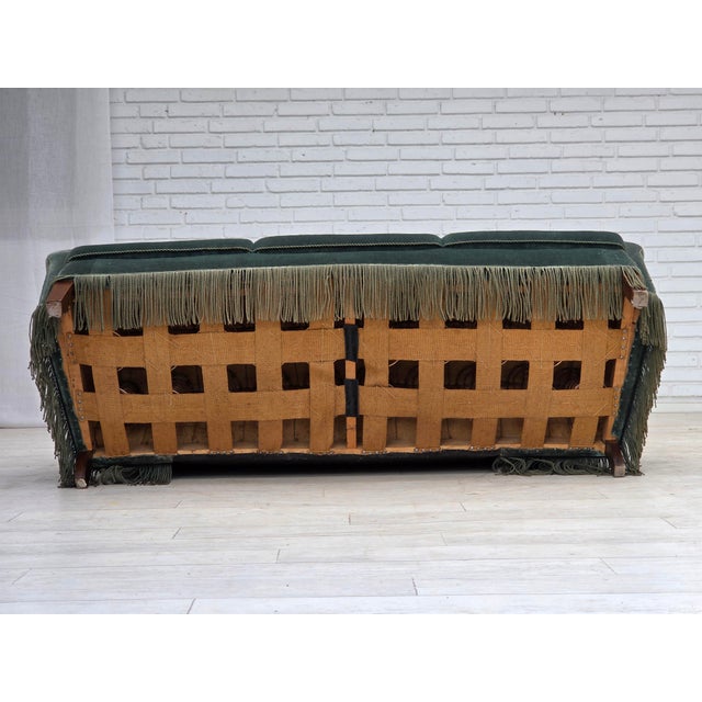 Three-Seater Danish Sofa in Green Furniture Velour, 1960s For Sale - Image 18 of 18