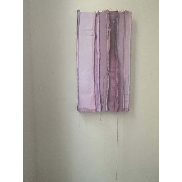 Textile "Tandem 01" Salvaged Materials Lilac Colorfield Wall Sculpture For Sale - Image 7 of 11