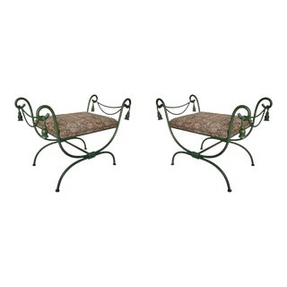 Verdigris Brass Rope and Tassel Benches - a Pair For Sale