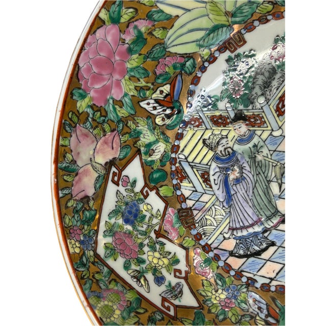 1970s Chinese Vintage Famille Rose People Scenery Porcelain Art Bowl For Sale - Image 5 of 12