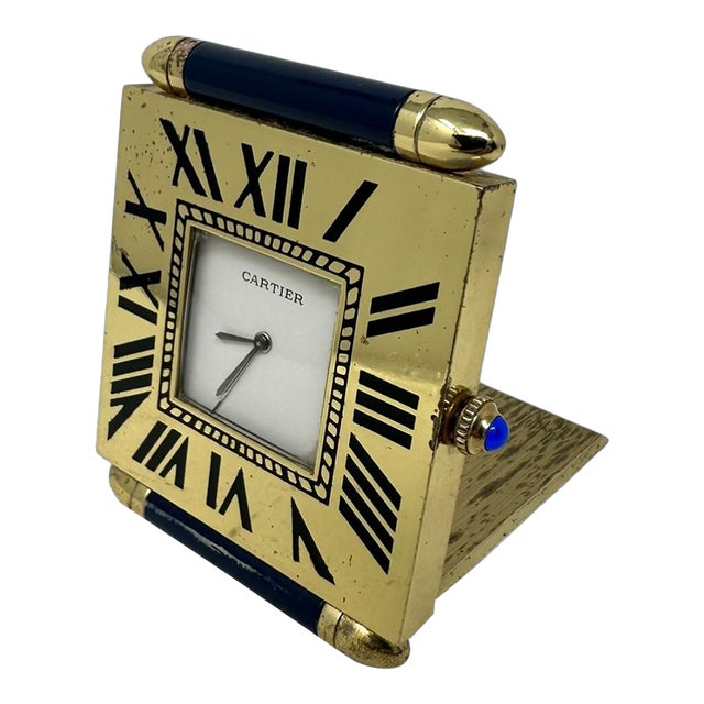 Mid Century Vintage Cartier Paris French Quartz Quadrant Traveling Alarm Clock For Sale