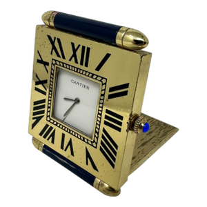 Mid Century Vintage Cartier Paris French Quartz Quadrant Traveling Alarm Clock