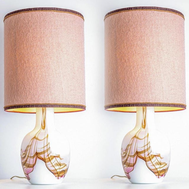 Glass White and Pink Glass Table Lamp from Holmegaard, 1970 For Sale - Image 7 of 15