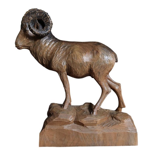 This handcarved sculpture of a Ibex is made on Schwarzwald, black forest region Germany Well fine carved and complete...