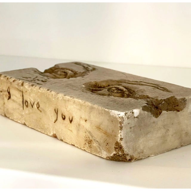 Brown Artist-Signed Lover's Eyes Sculpture For Sale - Image 8 of 12