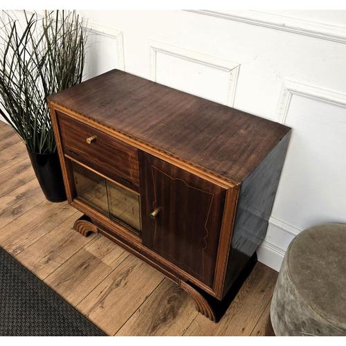 Brown Italian Art Deco Walnut Dry Bar Cocktail Cabinet, 1960s For Sale - Image 8 of 10