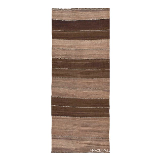 Nazmiyal Collection Brown Mid Century Moroccan Kilim Rug For Sale
