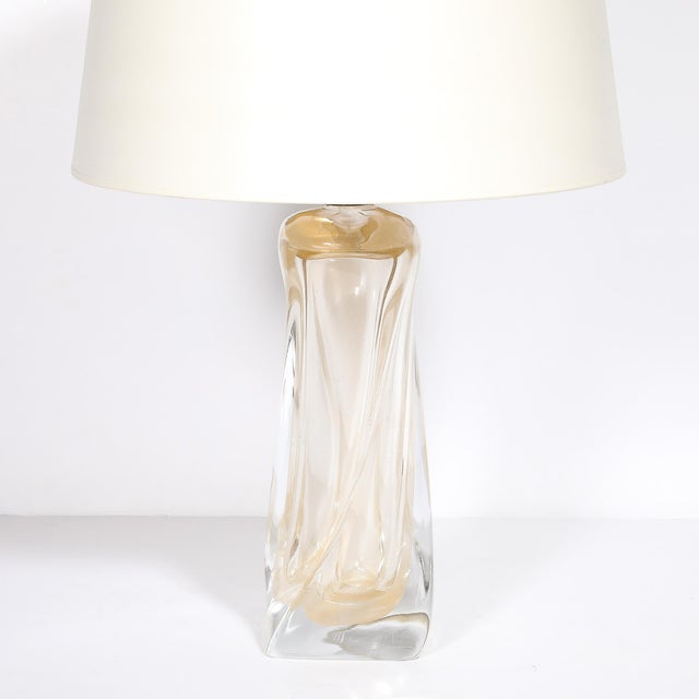 Late 20th Century Modernist 24kt Gold Fleck Murano Glass Table Lamps Signed Vittorio Rigattieri For Sale - Image 5 of 14