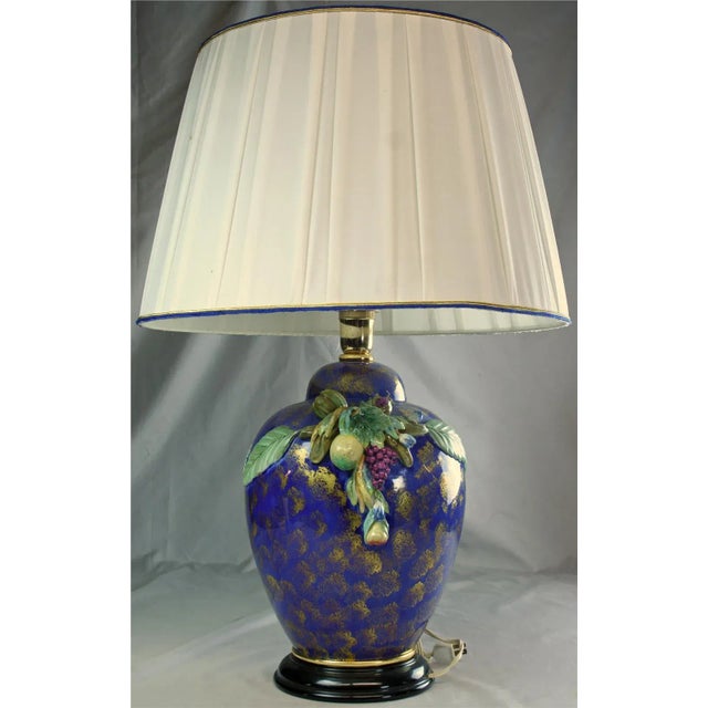 Italian Hand-Painted Majolica Table Lamp For Sale - Image 11 of 13