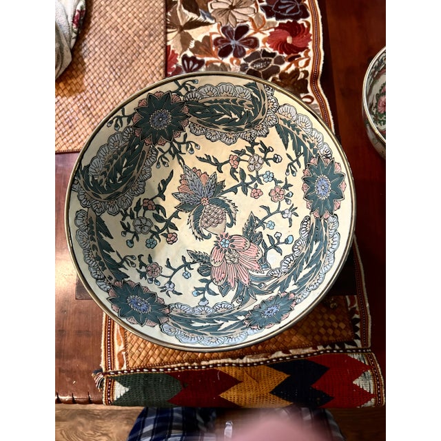 Vintage Asian Bowl With Metal Trim For Sale - Image 4 of 4