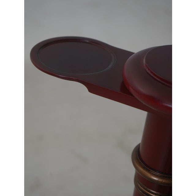 1980s Kindel Leather Top Bamboo Form Leg Games Table For Sale - Image 5 of 15