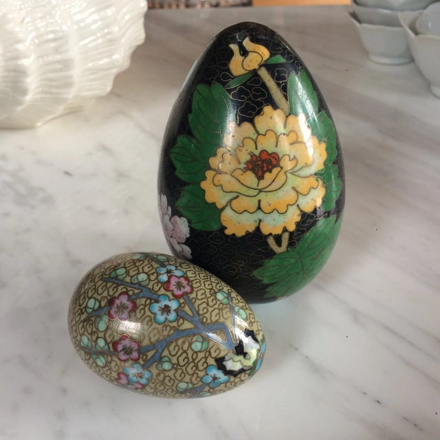 Chinese Chinoiserie Cloisonné Enamel Eggs Set of 4 Chairish