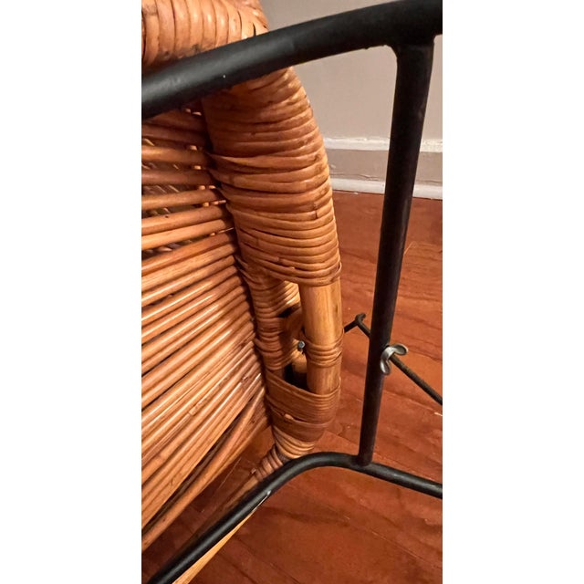 1960s Mid Century Bent Rattan Saucer Sunburst Accent Chair by California Asia For Sale - Image 10 of 12