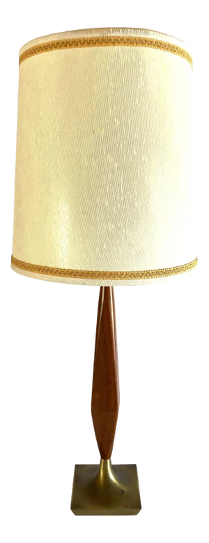 1970s Danish Modern Teak/Brass Table Lamp